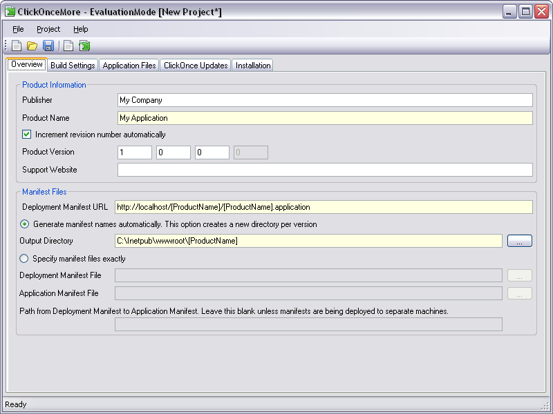 ClickOnce manifest builder for developers